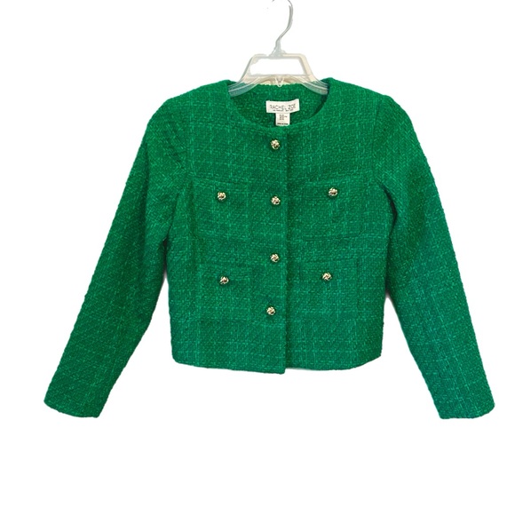Rachel Zoe NWT Green Tweed Blazer Golden Button Size XS - Picture 5 of 9